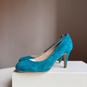 Aldo Teal Blue Suede High Heel Pumps Women’s EU 37 Leather Lined